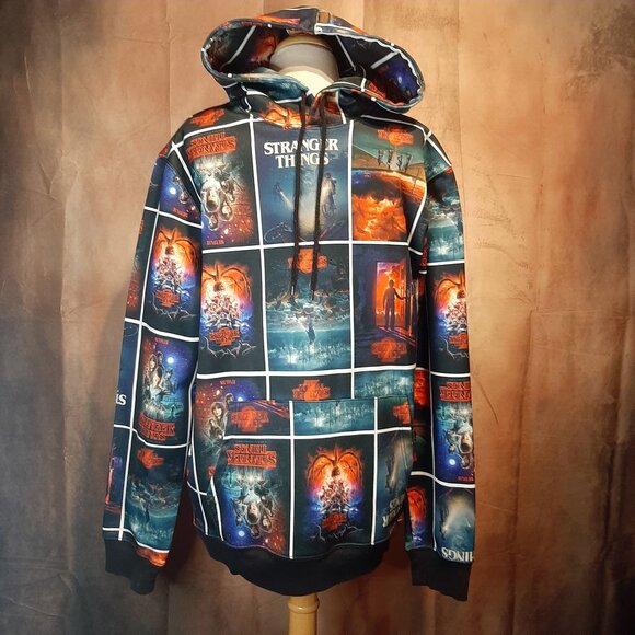 Netflix Stranger Things Hoodie Large unisex Sweatshirt All Over Print Graphic - Picture 10 of 10